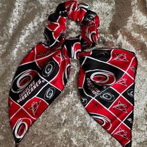 Carolina Hurricanes Hair Scrunchie W/Scarf Handmade